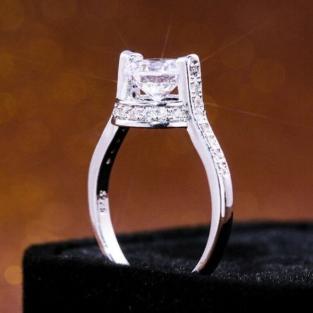 NEW BEAUTIFUL 925 STERLING SILVER DIAMOND RING - Picture 4 of 4